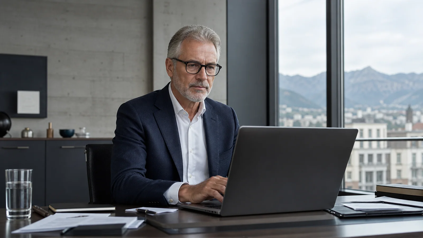 Professionnel senior mettant à jour son CV suisse