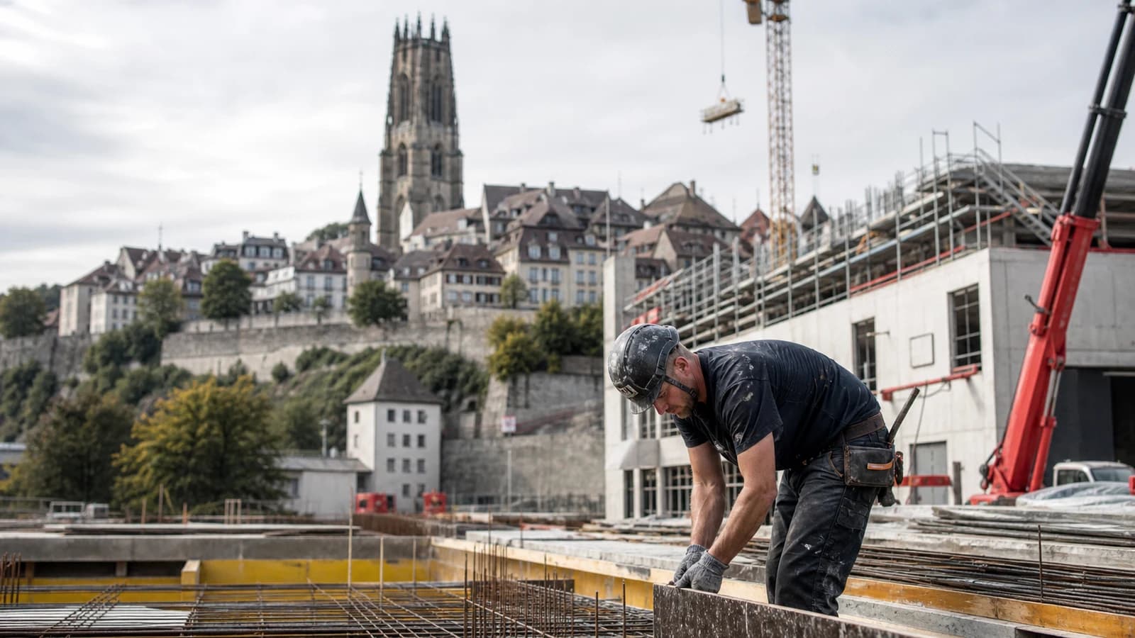 Scène professionnelle suisse dédiée à l'article Emploi Fribourg construction : chantiers