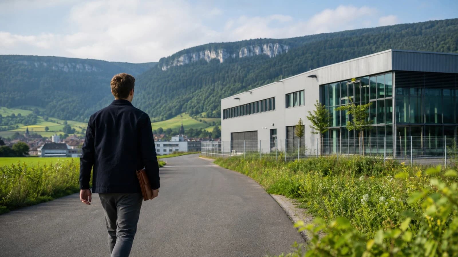Candidat se dirigeant vers une entreprise près de Porrentruy dans le Jura