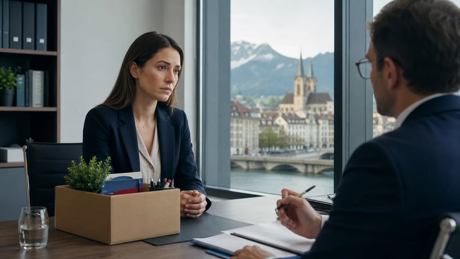 Scène professionnelle suisse dédiée à l'article Licenciement abusif en Suisse : recours et indemnités