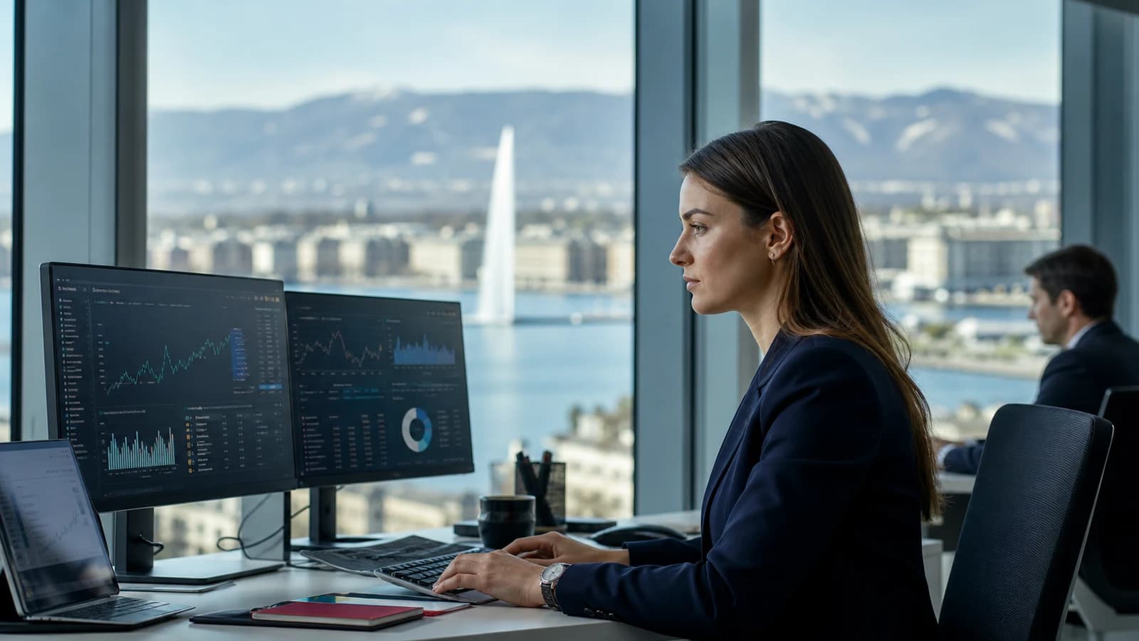Scène professionnelle suisse dédiée à l'article Offres emploi Genève finance et banque : profils recherchés en 2026