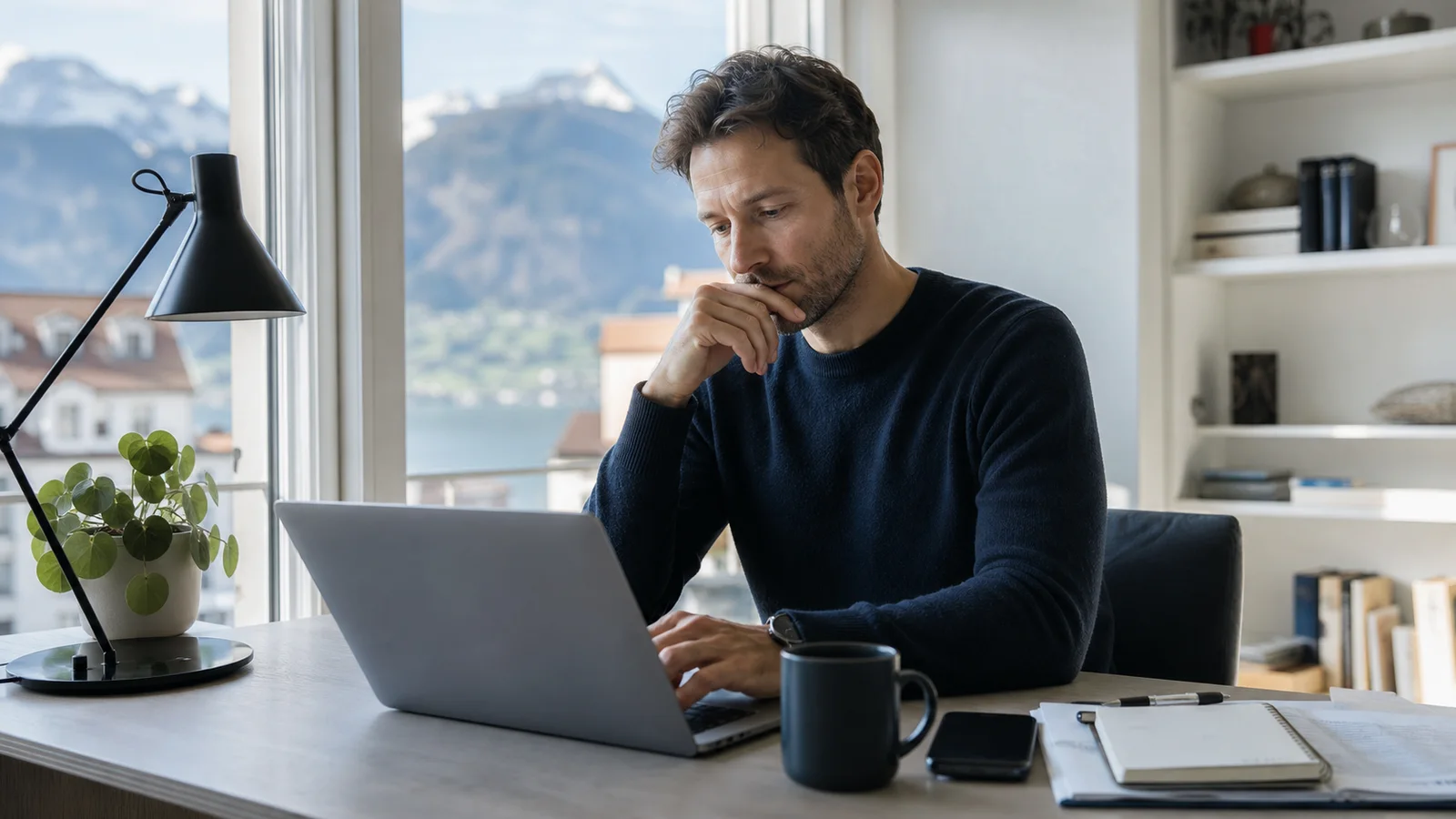 Candidat rédigeant un message de relance à un recruteur suisse