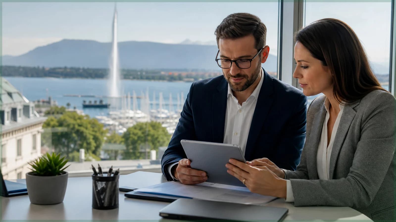 Recruteur suisse en entreprise pendant une sélection de candidats