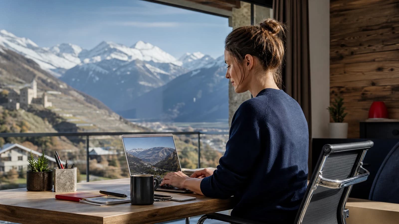 Scène professionnelle suisse dédiée à l'article Emploi Valais et télétravail : ce qui est possible en 2026