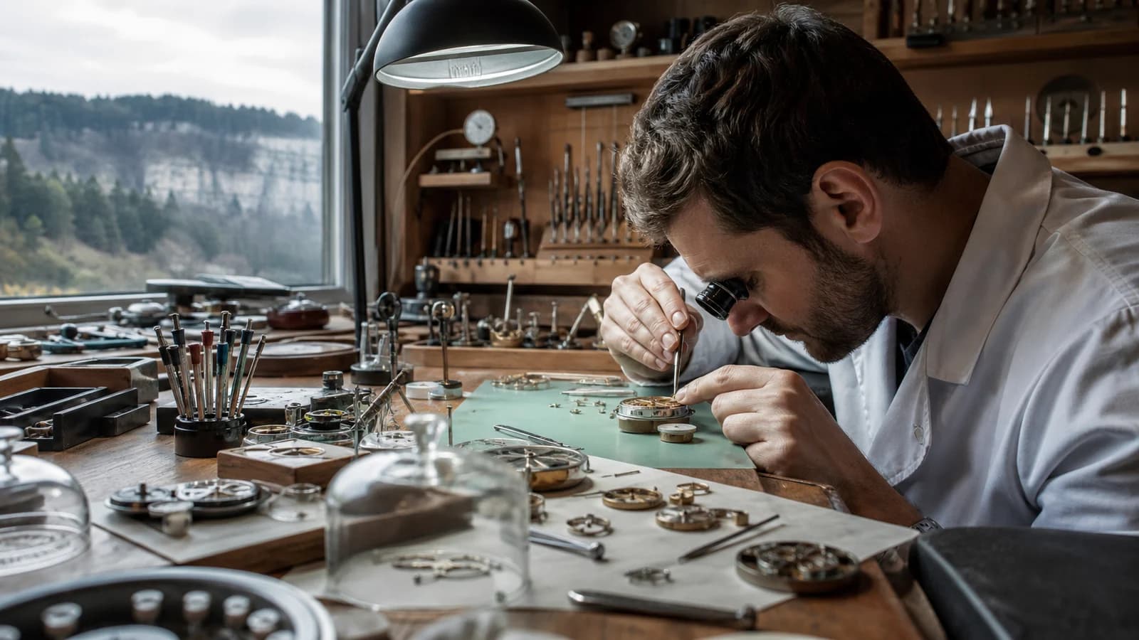 Professionnel de l'horlogerie préparant une candidature dans le Jura