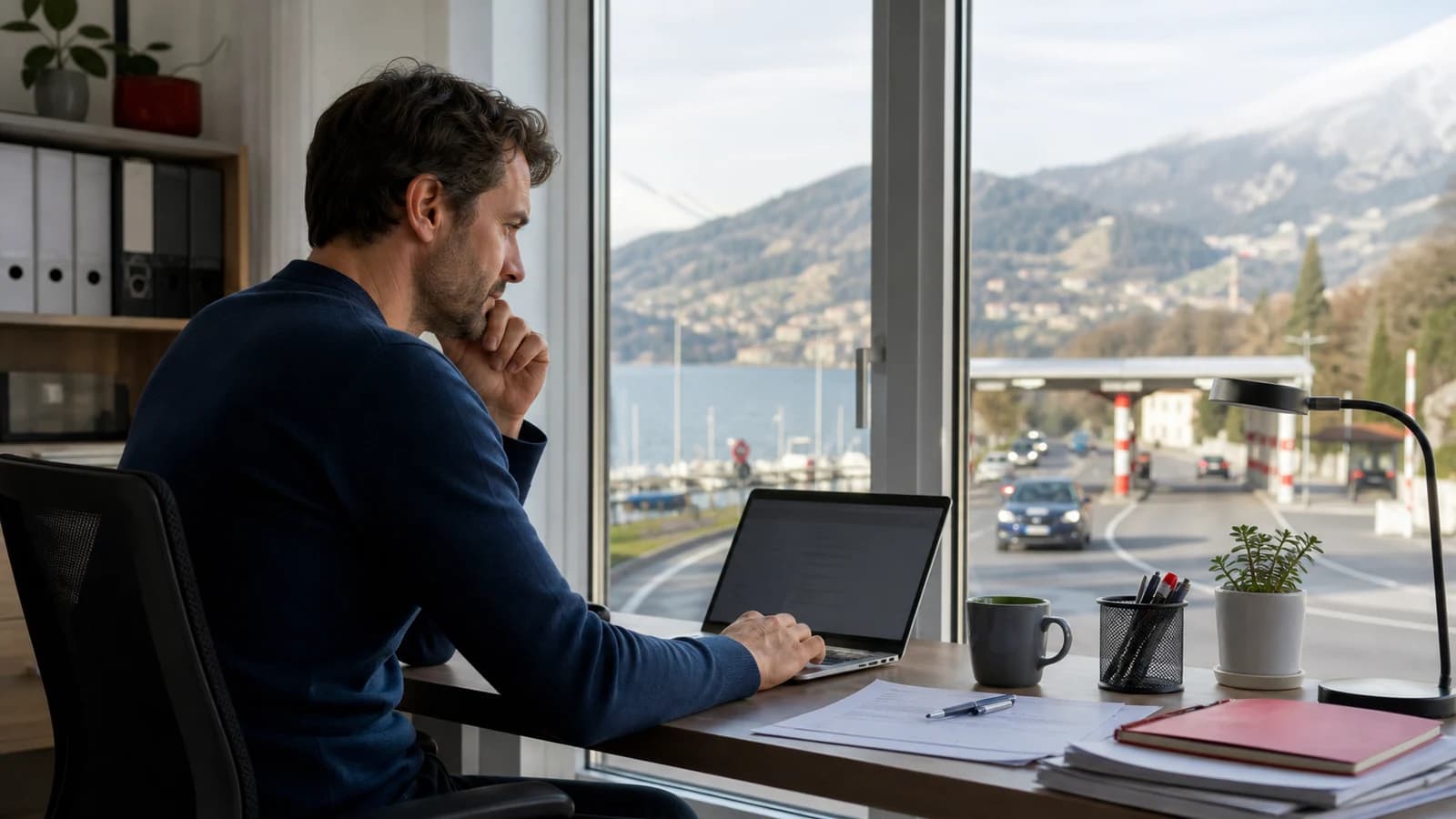 Scène professionnelle suisse dédiée à l'article Permis G et télétravail frontalier Suisse : points à vérifier