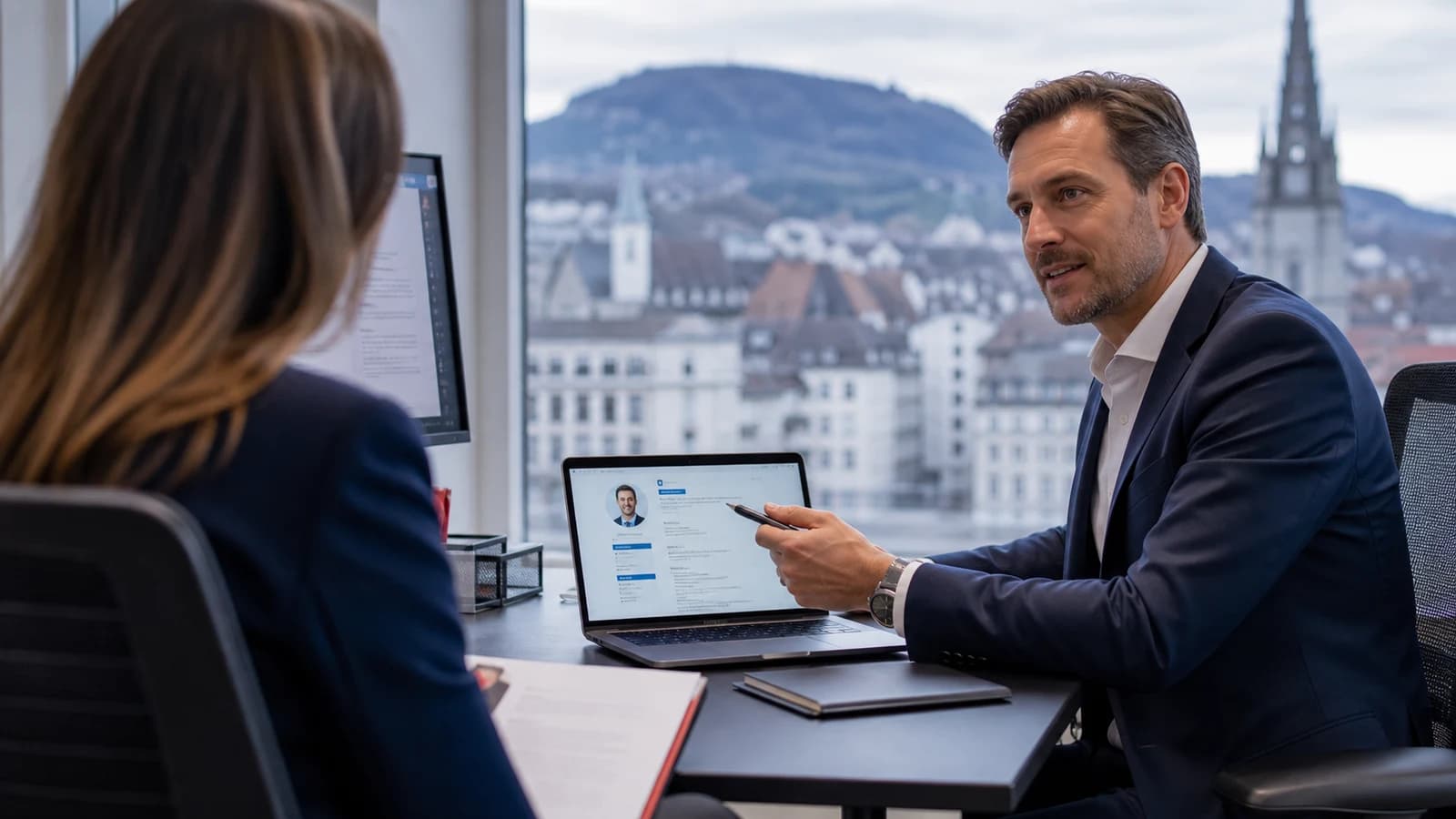 Scène professionnelle suisse dédiée à l'article Recruteur Suisse : optimiser LinkedIn et son CV pour être contacté