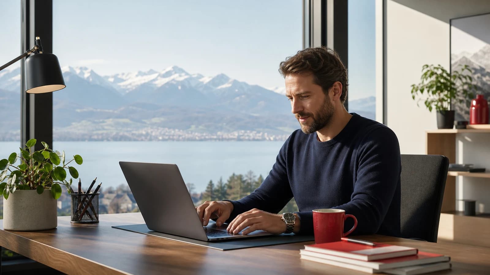 Scène professionnelle suisse dédiée à l'article Télétravail Suisse romande frontalier : seuils et bonnes pratiques