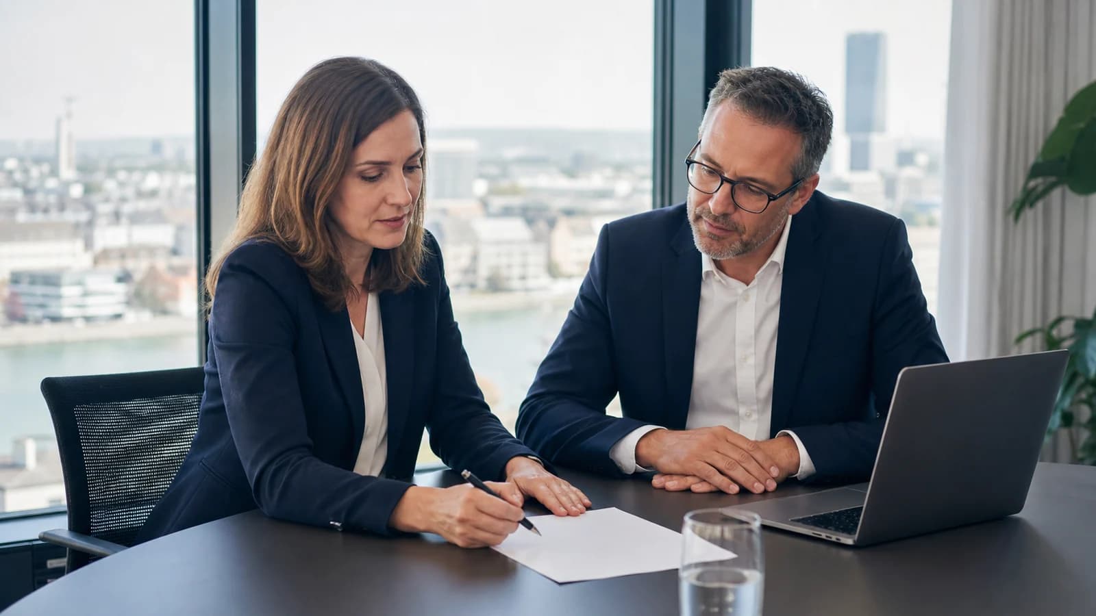 Responsable RH et manager suisse préparant une fiche de poste